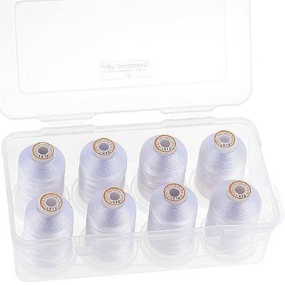 New brothread Polyester Embroidery Machine Thread 1000m Each with Clear Plastic Storage Box for Embroidery & Quilting - 8xSnow White