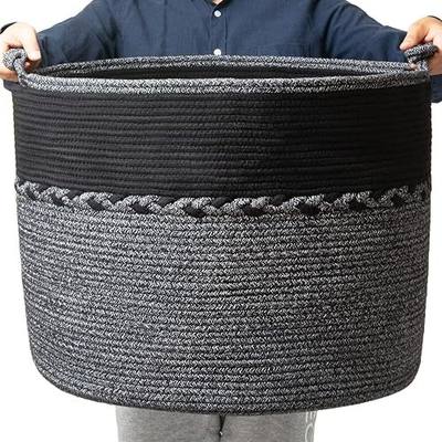 XXXXXL Large Rope Blanket Baskets 24" x 24" x 18" Woven Baskets for Storage Baskets for Blankets Laundry Basket for Toys Storage Basket with Handle Laundry Hamper