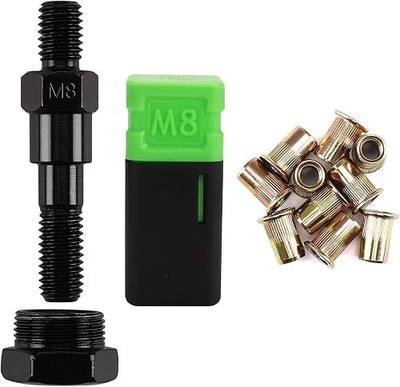Rivet Nut Tool Mandrel M8 and 10 Pcs Rivet Nuts | Rivet Tool Set Spare Part, Nutsert Tool Accessories Set Compatible with RZX/Astro Riveters