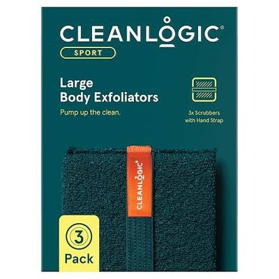 Cleanlogic Sport Large Exfoliating Body Scrubber (4.5 x 6.1 in) – Deep Cleansing Shower Exfoliator for Athletes, Fast-Drying Dead Skin Remover for Full Body – 3 Count Value Pack