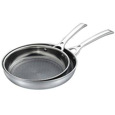 Tri-ply Stainless Steel Honeycomb Non-stick Frying Pan Sets, 9.5-inch and 11-inch Frypan Cookware Set for Induction Cookware, Oven, Dishwasher Safe
