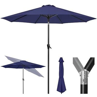 Tempera Patio Market Outdoor Table Umbrella with Push Button Tilt and Crank, Large Sun Umbrella with Sturdy Pole & Fade Resistant Canopy, Easy to Set