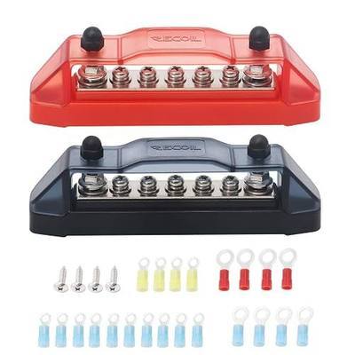 Recoil BBS25P Bus Bar 2 M5 Studs 5 Screw Terminal Power Distribution Block | with Ring Terminals