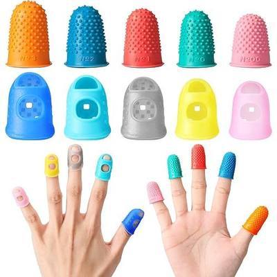 Zonon 20 Pieces Rubber Thimble Protector Hand Sewing Finger Tips Guard 5 Sizes Finger Pads Grips for Quilting Knitting Hot Glue Sorting Embroidery Paperwork Carving Handwork(Blue)