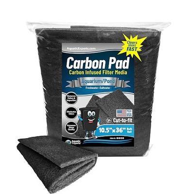 Aquarium Carbon Pad – Cut‑to‑Fit Carbon Infused Filter Pad Media for Crystal Clear Fish Tanks and Ponds, 3/8"–1/2" Thick (10.5 Inch Width, 36 Inch Long)