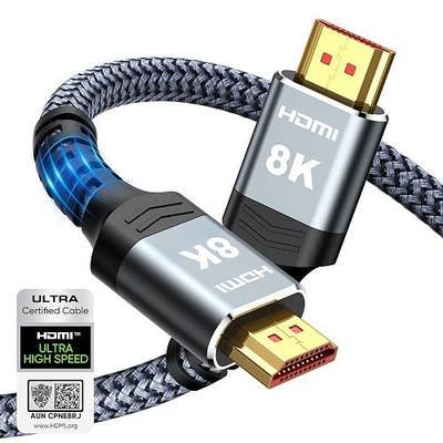 Highwings 8K 10K 4K HDMI Cable 48Gbps 6.6FT/2M, Certified Ultra High Speed 2.1 HDMI Cable Braided Cord-4K@120Hz 8K@60Hz, DTS:X, HDCP 2.2 & 2.3, HDR 10 Compatible with DVD Player/PS5/HDTV/Blu-ray