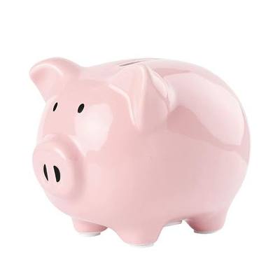 SOBEIT Piggy Bank for Kids Girls Boys, Glazed Ceramic Coin Bank,Cute Pig Piggy Bank Money Bank Coin Bank for Birthday, Nursery Décor, Keepsake, Baby Shower (Pink)