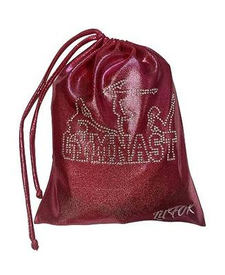 LIL'FOX 8"x10" Drawstring Gymnastics SMALL GRIP BAG 26x20cm - Lightweight Bag for Personal Equipment - Shiny Foil Rhinestones