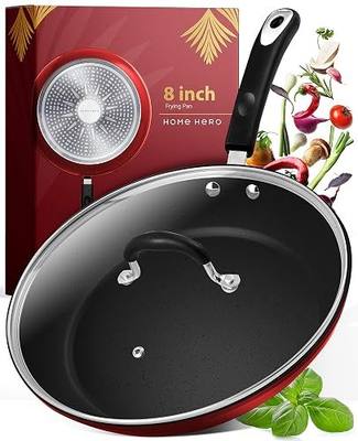 Home Hero 2 Pcs Red Light Pots and Pans Set Non Stick - Induction Compatible Red Light Cookware Set + Bakeware Set - Non Stick, PFOA Free, Oven Safe Pot and Pan Set (2 Pcs - Red Light)