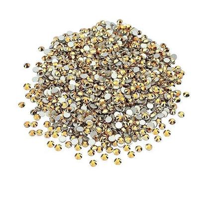 LolliBeads Resin Crystal Round Nail Art Mixed Flat Backs Acrylic Rhinestones Gems, Size 2 mm, Color Antiqued Gold (2000Pcs)