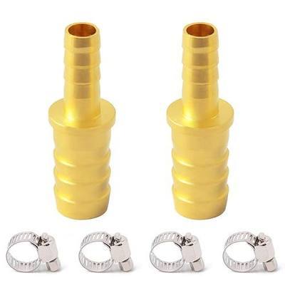 Brass Hose Barb Reducer, 3/8" to 1/4" Hose ID, Reducing Barbed Coupler (Pack of 2)