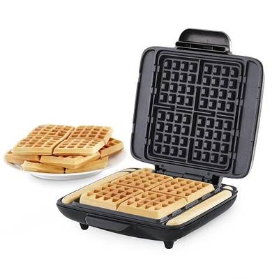 Dash No-Drip Waffle Maker, 4 Square Mini Waffles at Once, Silver | Small Waffle Iron for Families, Kids Breakfast Sandwiches, Waffle Sticks, Chaffles & Hash Browns, Nonstick