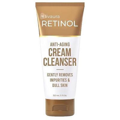 LIVAURA Retinol Cream Face Wash for Women - Gentle Daily Facial Cleanser | Hydrating cream face wash that gently cleanses dry, oily or acne-prone skin without stripping - daily gentle cleanser