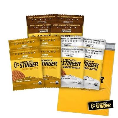 Honey Stinger Organic Waffles - Variety Pack – 12 Count – 4 of Each Flavor – Energy Source for Any Activity – Honey, Vanilla & Chocolate – Plus Sticker and Custom Polybag