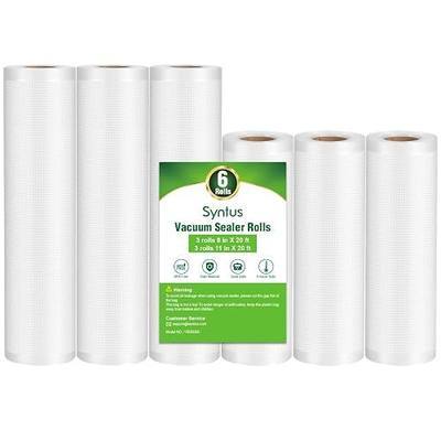 Syntus Vacuum Sealer Bags, 6 Pack 3 Rolls 11" x 20' and 3 Rolls 8" x 20' Commercial Grade BPA Free Bag Rolls, Food Vac Bags for Storage, Meal Prep or Sous Vide