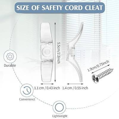 Jetec 12 Sets Window Blind Cord Cleats Safety Cord Cleats for Blinds with Screws Plastic Transparent for Home Office Window Curtains Sun Shades Ropes