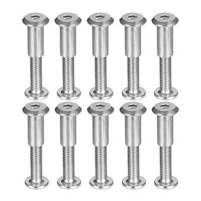 Screw Post Fit for 5/16"(8mm) Hole Dia, Male M6x30mm Belt Buckle Binding Bolts Leather Fastener Carbon Steel Silver 10 Sets