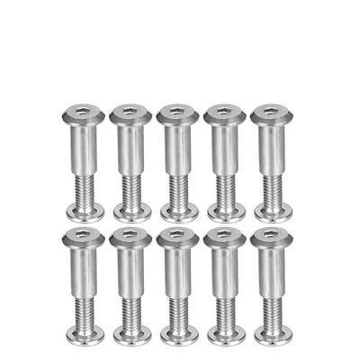 Screw Post Fit for 5/16"(8mm) Hole Dia, Male M6x20mm Belt Buckle Binding Bolts Leather Fastener Carbon Steel Silver 10 Sets