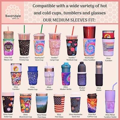 Baxendale Iced Coffee Sleeves for Cold Drink Cups - 2 Pack Reusable Neoprene Iced Coffee Cup Sleeve for Cold Drinks, Compatible with Starbucks Dunkin and more - Large 32oz ( Mermaid Textured )
