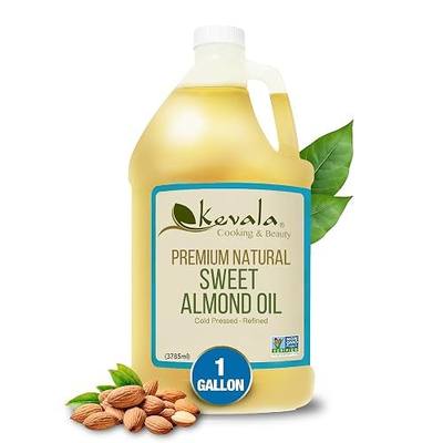 Kevala Sweet Almond Oil - 1 gal, Vegetable Salad Dressing Base, Beauty Oil | 128 fl oz, Premium Natural Cooking Oil, Made with Selected Almonds, Nutritious with Light Flavor and Scent, Hair Oil