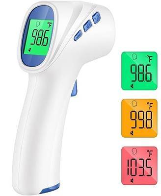 Forehead Thermometer for Adults and Kids, Non Contact, Fast Accurate Result | 3-Color Fever Alarm, 35 Memory Recalls, 1s Result, 2-in-1 Mode, Silent Mode, Large & Clear Backlit Display, FSA Eligible