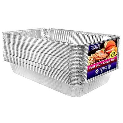 Aluminum Deep Foil Pans Full Size, Large Disposable Roasting & Baking Pan, 21"x13" (20 Pack) Extra Heavy Duty Chafing Trays for Hotels, Restaurants, Caterers, Steam Table, Buffets & Bakeware