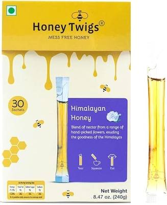 Honey Twigs Himalayan Honey Sticks - 30 Count Single Serve Natural Honey Straws - 8.47 oz per pack (8g per stick) | 100% Pure, Pocket-friendly Travel Pack