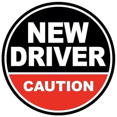 GEEKBEAR New Driver Car Magnet - Colorful, Reflective, Weather-Resistant - Circular 4.7 x 4.7 in (Black/Red)