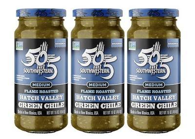 505 Southwestern Flame-Roasted Hatch Valley Green Chile, Medium, 16 oz — Authentic New Mexico Green Chile, Non-GMO, Gluten-Free & Vegan, Just 3 Ingredients, No Water Added (3 Pack)