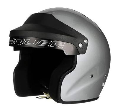 Conquer Snell SA2025 Approved Open Face Auto Racing Race Car Helmet - Adult | Men | Women | Youth - ( Black / White / Silver )