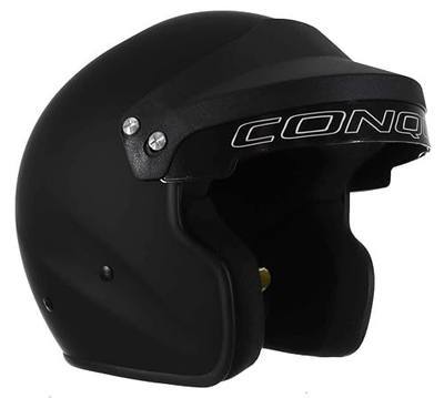 Conquer Snell SA2025 Approved Open Face Auto Racing Race Car Helmet - Adult | Men | Women | Youth - ( Black / White / Silver )