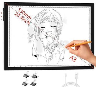 WELZK A3 Light Board with Side Buttons,16.6×12.6 Inch Light Pad | Side Button Design, 9 Levels + Stepless Dimming, 5000 Lux, No Shadow, for Diamond Painting Tracing Weeding Vinyl, Diamond Art