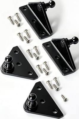 Vepagoo Gas Strut Mounting Brackets, 10mm Ball Stud Mounting Bracket, Black | Brackets for Gas Struts, Lift Support with 2pcs L-Type, 2pcs Flat-Type and 16pcs Screws (Only Fits 10mm Ball Head)