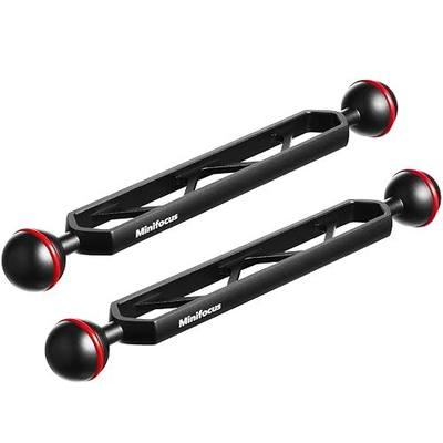 MINIFOCUS 8" Double Aluminum Extension Arm, 1" Ball Head Connector Underwater CNC Arm System Ball Head Extension for Strobe/Video Light/Diving Camera Tray, Waterproof and Rustproof (2pack)