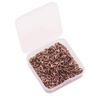 YAKA100pcs Alloy Lobster Clasps Clip DIY Necklace Jewelry Finding Making Accessories Fastener Hook (Red Copper, 12x7mm/0.47x0.27inch)