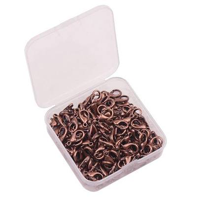 YAKA100pcs Alloy Lobster Clasps Clip DIY Necklace Jewelry Finding Making Accessories Fastener Hook (Red Copper, 16x9mm/0.62x0.35inch)