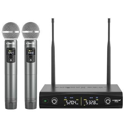 Phenyx Pro Wireless Microphone System, Metal Wireless Mic Set, Handheld Cordless Dynamic Microphones for Singing, Karaoke, Church, 2x30 UHF Tunable Frequencies,200 ft Range (PTU-52-2H)
