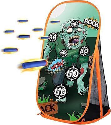 RONSTONE Shooting Practice Target Compatible with Nerf Gun for Boys Girls, Toy Foam Blaster Shooting Targets for Kids Indoor Outdoor, Zombie Shooting Target with Storage Net