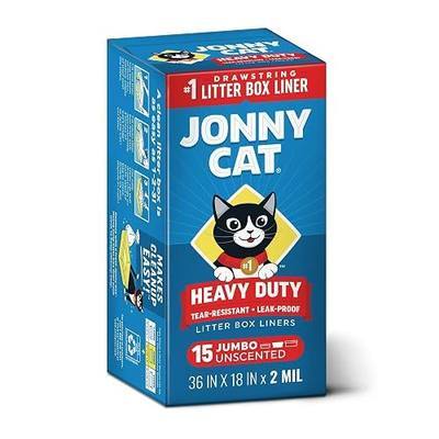 Jonny Cat Litter Box Liners: Heavy Duty - Tear & Leak Resistant - Drawstring Close - Jumbo, 15 Count