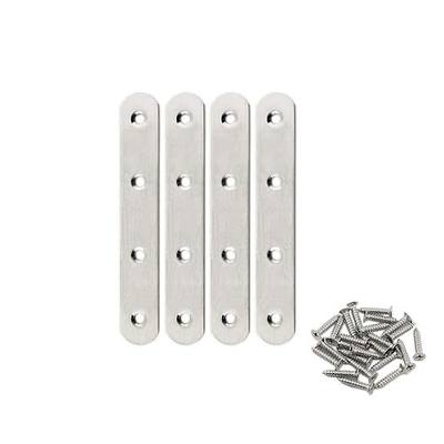 4 Pack Flat Mending Plate for Wood,ULIFESTAR Stainless Steel Straight Brackets 130mm / 5" Length 4 Screw Hole Flat Repair Fixing Wood Brace Joining Plates Connector with Fixing Screws