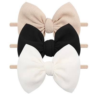 YanJie 3 Pcs Soft Headbands Baby Girls Nylon Headband with Hair Bow Hairbands Hair Accessories for Newborn Infant Toddler Kids