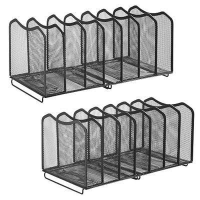 Simple Trending 2 Pack Mesh Desktop File Sorter Organizer, 7-Section Bookshelf For Desk Home Office, Black