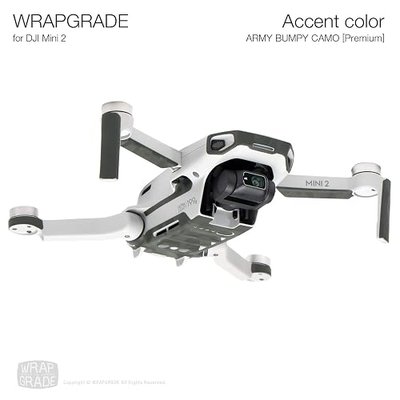 Wrapgrade Skin Sticker Set Compatible with DJI Mini 2 | Accent Color (Army Bumpy CAMO)