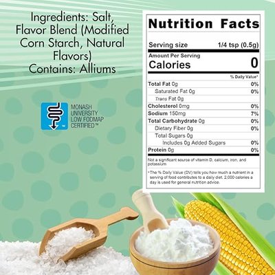 Smoke n Sanity Essence of Onion Salt - Certified Low FODMAP - Contains No Garlic - Low FODMAP Seasonings. Certified Gluten Free - Certified Kosher - Dairy Free - 3.5 Ounce Shaker