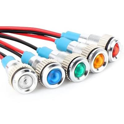 GASHER 5PCS 12mm Colorful LED Energy Saving Indicator Light 12V 20mA | Mounting Hole Size 1/2 inch Signal Lamp for Car Truck Boat Auto Part