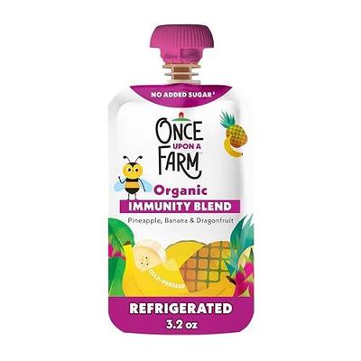 Once Upon a Farm Organic Pineapple Banana Dragon Fruit Immunity Blend Kids Snack, 3.2oz Pouch