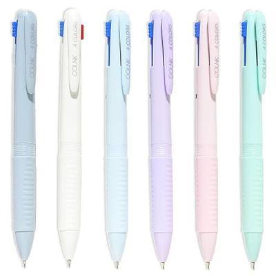 COLNK Multicolor Ballpoint Pen 0.5, 4-in-1 Colored Pens Fine Point,Ballpoint Gift Pens for Planner Journaling,Assorted Ink, 6-Count