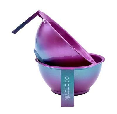 Colortrak SC Aurora Bowls, Stackable Color Bowls With Non-Slip Rubber Bottom, Easy-Pour Spout Lip, Shimmer Gradient Design, Color Grid With Milliliter Measurements, Pack of 2