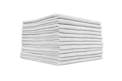 The Rag Company - The Edgeless Pearl - Professional Microfiber Detailing Towel for Ceramic Coating, Leveling & Sealant Removal, Scratch-Free & Tagless, 320gsm, 16x16 inches, Ice Grey - 12-Pack