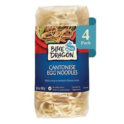 Blue Dragon Cantonese Egg Noodle Nests, Four simple ingredients, Pre-portioned in 6 nests, Easy to use and store, No preservatives, Vegetarian (Pack of 4)